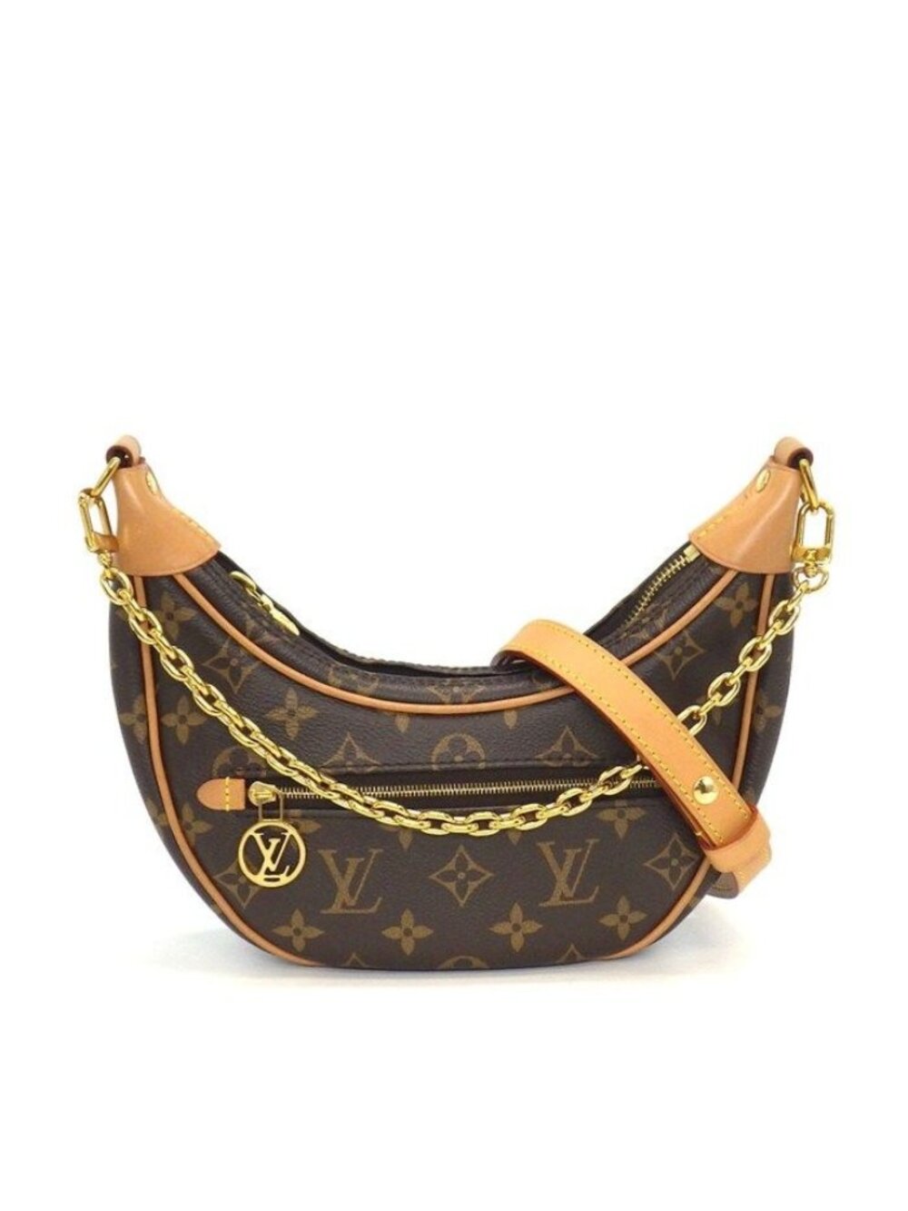 Louis Vuitton Shoulder Bag Loop Brown Monogram Canvas Leather Gold